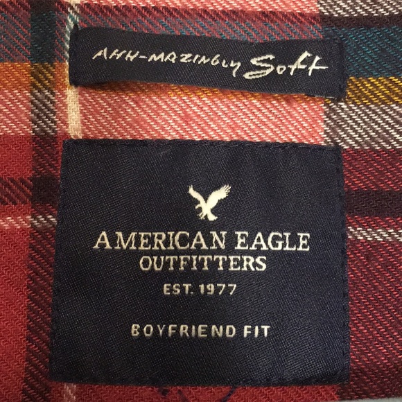 American Eagle Boyfriend plaid flannel XS 🦅 - Picture 7 of 8